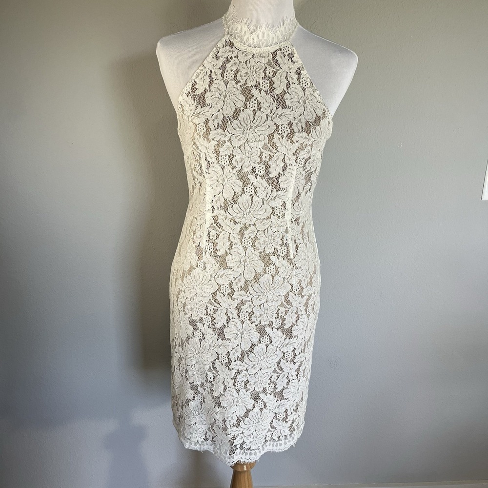 White Lace Dress Size Small Bride High Neck Sexy Reception Bachelorette Bridal